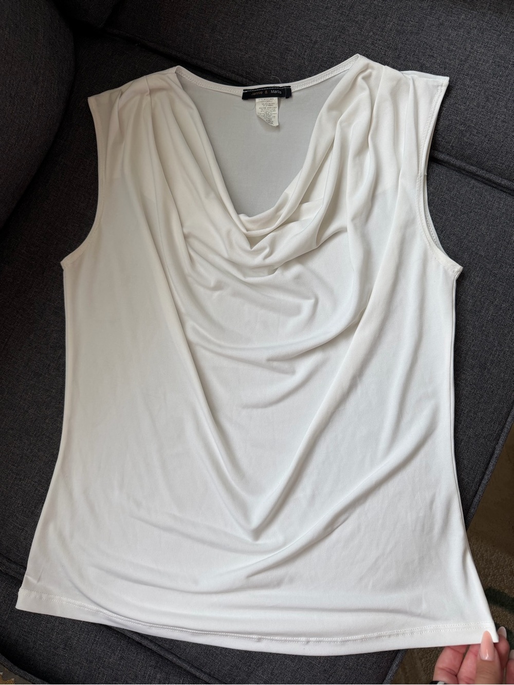 White Cowl Neck Top